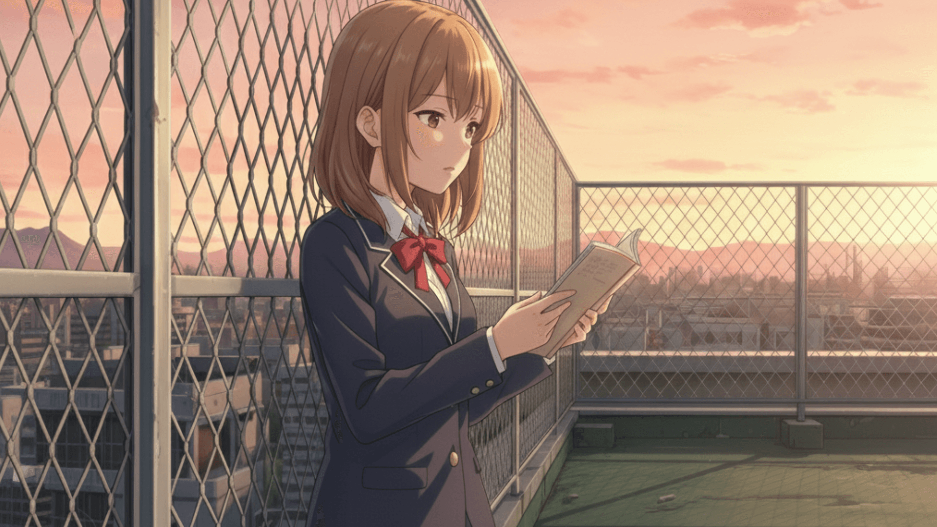 窓の外、夕焼けが教室を金色に染める。変わらない日常のはずなのに、今日は少しだけ胸の奥がざわつく。